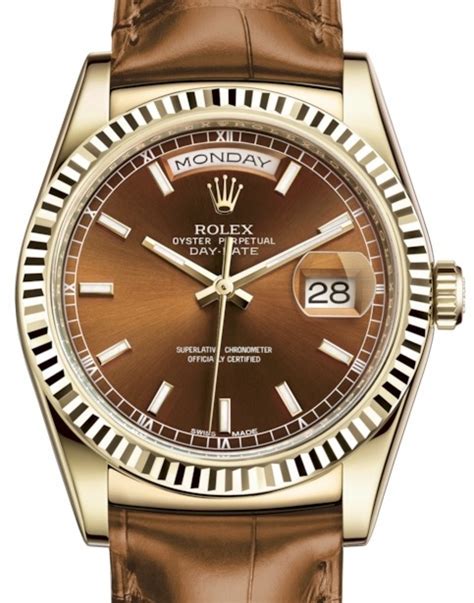 rolex day date gold leather|rolex day date price list.